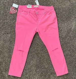 SLINK JEANS Curvy Ankle Jeggings in Hot Pink Size 16 NWT thumbnail 1