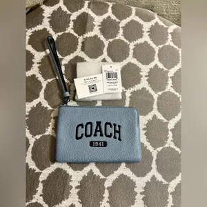 COACH NWT Varsity Blue Wristlet with Zip Closure retails $88 leather colorful thumbnail 7