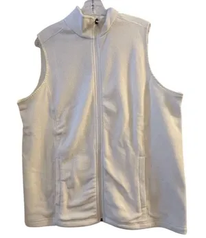 Lands'‎ End Women's Ivory Fleece Zip-Up Vest Size Large Casual thumbnail 1
