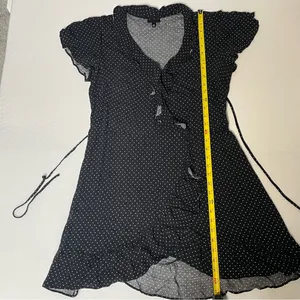 Who What Wear Black and White‎ Polka Dot Wrap Dress Women’s size M thumbnail 7