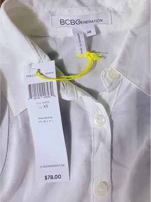 BCBGeneration Women's White Button-Up Shirt Size XS thumbnail 4