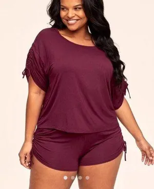 Adore me Laura Dark red knit top and short set SZ 2X thumbnail 1