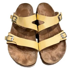 Birkenstock Birki’s Franca Popcorn Yellow Nubuck Leather Sandals size 8 narrow thumbnail 1