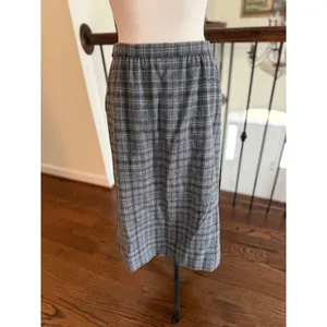 Vintage Pendleton Gray Blue & White Plaid Wool Midi Skirt Preppy Twee thumbnail 4