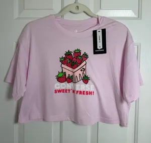 Converse Pink Strawberry Graphic Crop Tee thumbnail 1