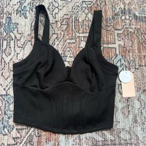 Blashe Los Angeles NWT Black Sleeveless Corset Bustier Crop Top Zipper Medium thumbnail 1