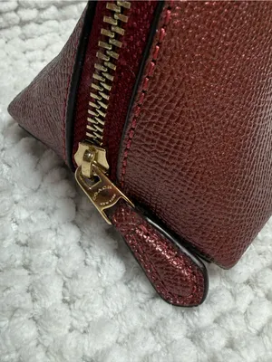 Coach Metallic Cherry Leather Cosmetic Case Makeup Bag Zip Pouch F23332 thumbnail 3
