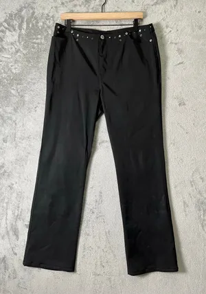 Harley Davidson Vintage Leather Studded Grommet Bootcut Pants Moto Biker Babe 10 thumbnail 1