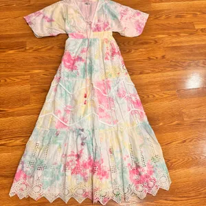 Hemant & Nandita Amara Maxi Dress Multicolor Cotton Boho Embroidered size XS thumbnail 12