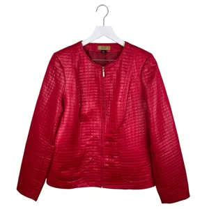 Valerie Stevens Lightweight Quilted Poly Red Jacket Women's Size Large Full Zip thumbnail 2