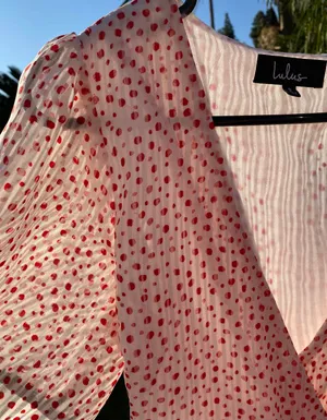 Lulus White & Red Polka Dot Wrap Top thumbnail 3