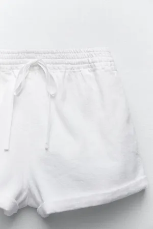 ZARA roller cotton white shorts thumbnail 5