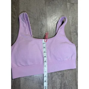 Ribbed‎ Seamless Padded Sports Bra Lilac Purple Large XL thumbnail 6