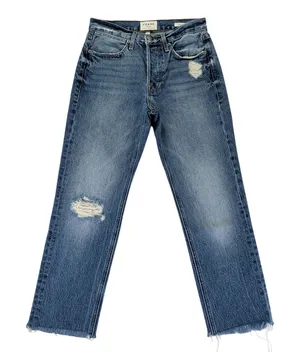 FRAME Le‎ Pegged Jean Bloomfield Distressed High Rise Straight Jeans 24 LPJ385 thumbnail 1