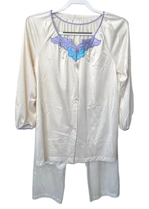 Vtg Vanity‎ Fair Ivory Soft Nylon Pajamas Size Petite Extra Small Silky Satin thumbnail 1
