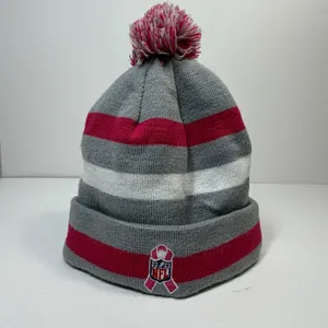 Green Bay Packers New Era Beanie Womems Gray Pink Breast Cancer Awareness Pom thumbnail 2