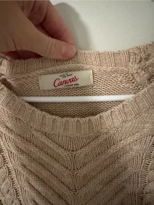 Land’s End cable knit sweater oatmeal thumbnail 2