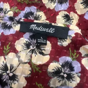 Madewell Side Drawstring Ruffle Hem Top in Viola Floral thumbnail 8