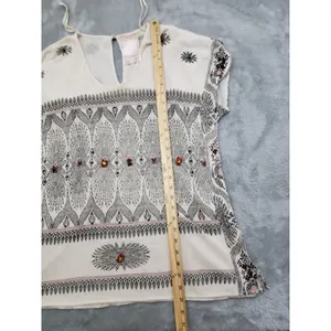 Free People New Romantics Size S/P Knit Top Gemstone Accents Short Sleeve thumbnail 5