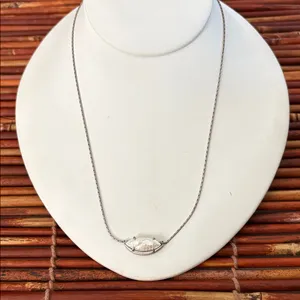 Kendra Scott Silver Necklace with White Crackle Pearl Pendant thumbnail 1