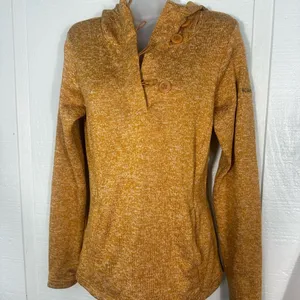 Columbia Darling Days Womens Pullover Light Orange 1/4 Button Size Small EUC Brown thumbnail 2