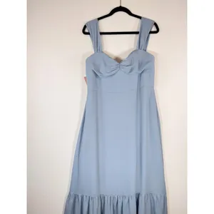 NWT BHLDN Dress Blue Munroe Georgette Maxi Off Shoulder Formal Bridesmaid Sz 14 thumbnail 4