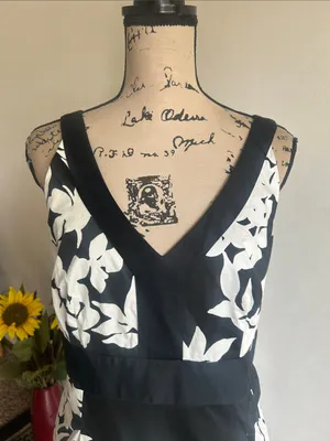 White House Black Market Floral Black White Sheath Dress Size 14 thumbnail 3