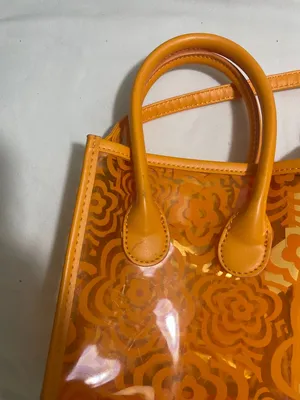 Orange Clear Floral PVC Mini Crossbody Satchel Tote Bag Transparent Top Handle thumbnail 4
