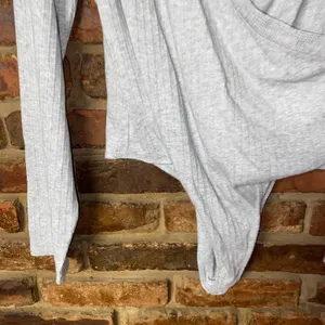 Aerie Heater Gray Long Sleeve Cross Front Ribbed Knit Bodysuit Women's Size XL thumbnail 4