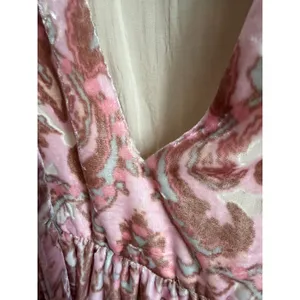 Paisley Boho Babydoll Mini Free People Dress Small Pink Velvet Burnout thumbnail 6