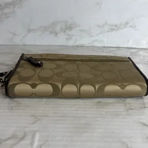 Coach Ashley Signature‎ Sateen Zippy Wallet Wristlet Satin Canvas tan thumbnail 7