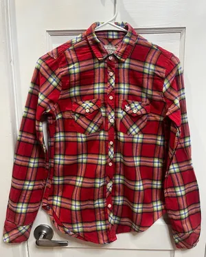 A&F Abercrombie & Fitch Plaid oxford Button Down MOOSE LOGO Size Xs thumbnail 1