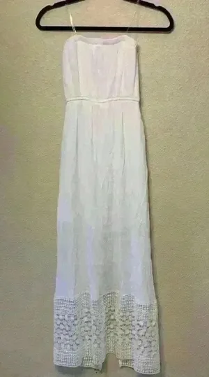 Lila Rose white maxi strapless dress sz XS beach resort vacation crochet bridal thumbnail 1