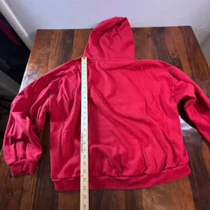 GAP Womens Red Fleece Pullover Hoodie Sweatshirt Size Large Tall Relaxed Fit thumbnail 8