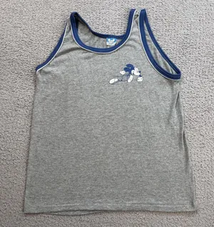 Vintage 90s Disney Mickey Mouse Tank Top M USA Made Ringer Single Stitch Gray thumbnail 1