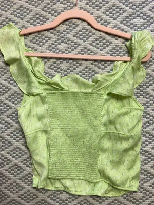 Free People Stay With You Lime Green Ruffle-Trim Camisole Medium thumbnail 3