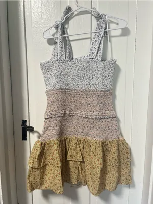 NWT Anthropologie Free the Roses Sleeveless smocked Floral mini dress Med thumbnail 5
