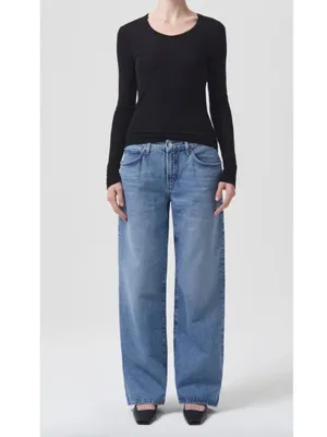 AGOLDE Fusion Jeans size 25 Medium Wash Wide Leg Straight 100% Cotton Denim thumbnail 2