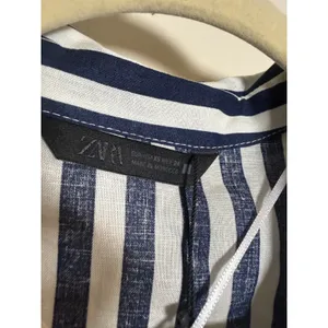 NWT Zara Blue White Striped Belted Dress Sz. XS thumbnail 7