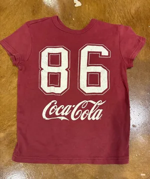 Coca Cola Maroon Short Sleeve Tee with White '86' Graphic thumbnail 1