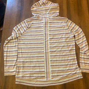 Market & Spruce hoodie women’s XL cream maroon orange stripe front pocke… thumbnail 4