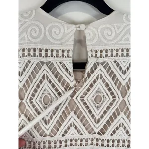 Hunter Bell Womens Top White Crochet Lace Overlay 3/4 Sleeve Blouse Size 4 thumbnail 11
