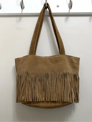 Suede Leather Fringe Shoulder Bag Tan thumbnail 3