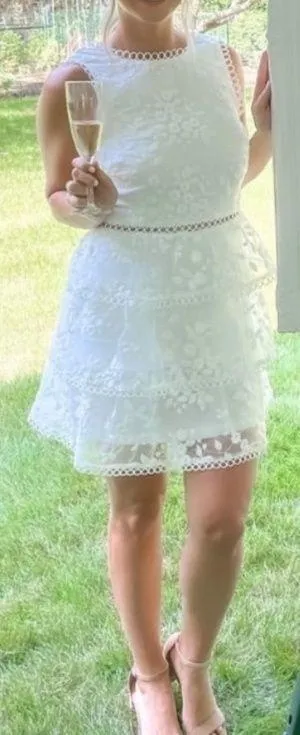 NWOT Lulus Look So Sweet White Floral Embroidered Organza Mini Dress thumbnail 1