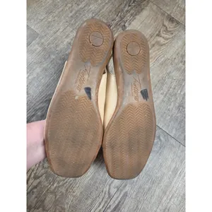 Trotters Sarina Square Toe Patent Beige Tan Leather Slingback Flats Shoes 7W thumbnail 7