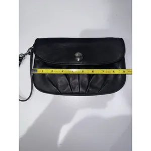 Coach Black‎ Leather Pleated Flap Wristlet Handbag Small Purse Bag L thumbnail 9