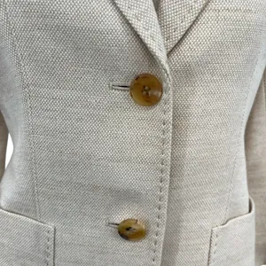 Burberry‎ London Suit Blazer Linen Blend Tan Cream Beige Size 38 US 4 thumbnail 5