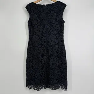 Lauren Ralph Lauren Lace Eyelet Sheath Dress Wedding MOB Women Size 10 Navy Blue thumbnail 6