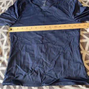 Ophelia Roe Navy Fitted Short Sleeve Double Layered Nylon‎ Crew Neck T-Shirt S thumbnail 9