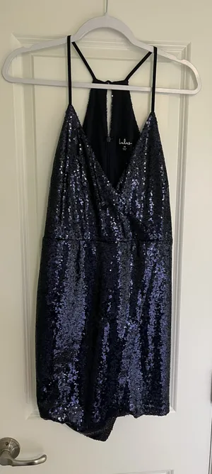Lulus Navy Sequin Dress thumbnail 1